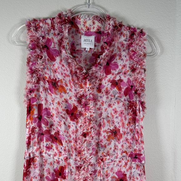 MISA Los Angeles Aurelie Pink Floral Midi Dress Sleeveless Gardenia Size S Boho - Picture 7 of 15
